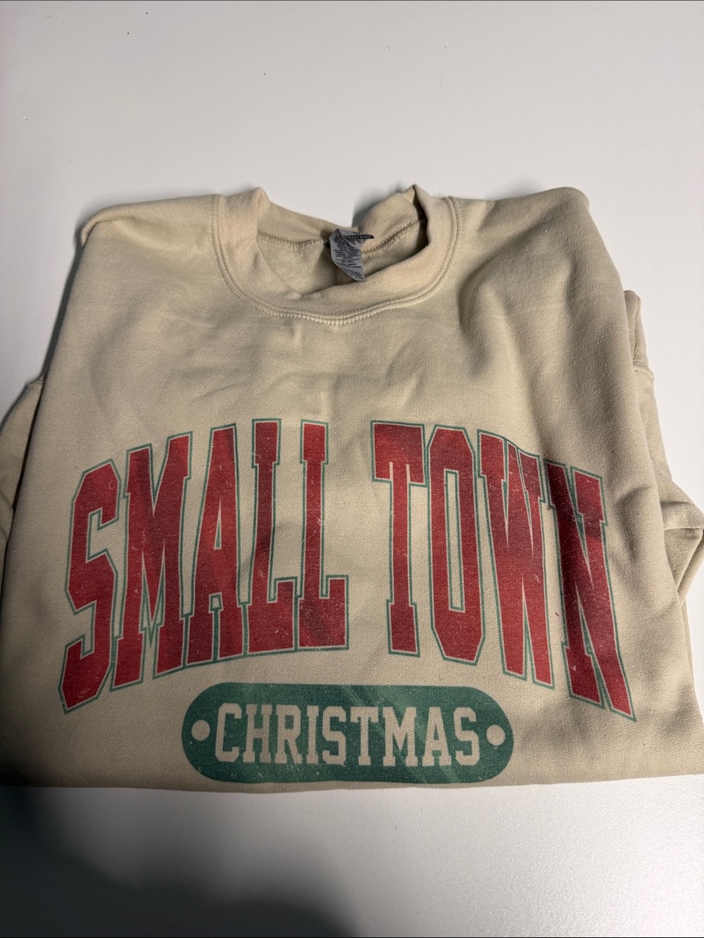 Small Town Christmas Crewneck Sweatshirt - Cream & Red - Picture 1 of 1
